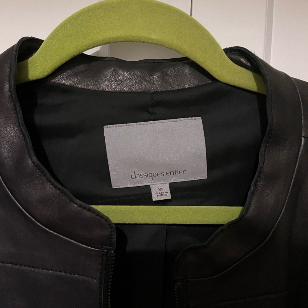 CLASSIQUES ENTIER NORDSTROM AUTHENTIC BUTTERY LONG SLEEVES BLACK LEATHER JACKET - Picture 4 of 12
